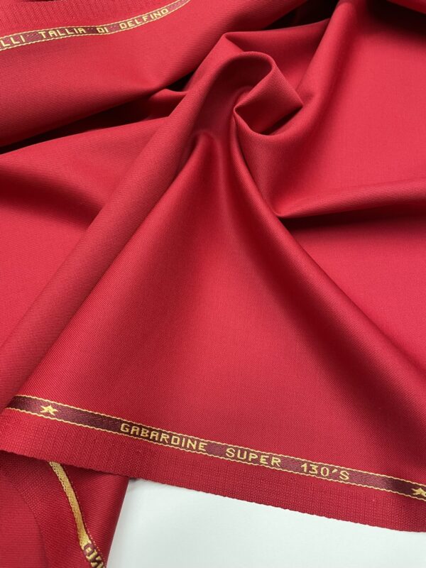 Red color wool gabardine fabric Fratelli Tallia di Delfino Jason D Cimaj Fabrics Milan
