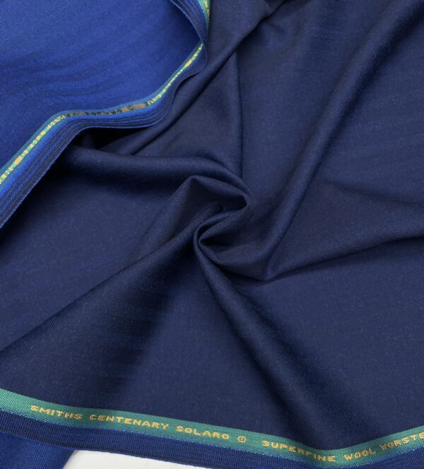 Original wool Solaro herringbone blue color Smith Woollens Jason D Cimaj Fabrics Milano