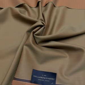 Green and Orange color herringbone wool and silk fabric Holland & Sherry Jason D Cimaj Fabrics Milan