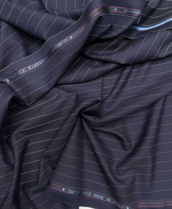 Blue color pinstripe super 160's wool fabric Gucci Jason D Cimaj Fabrics Milan