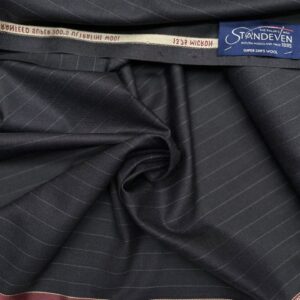 Grey color pinstripe super 200's wool fabric Standeven Jason D Cimaj Fabrics Milan