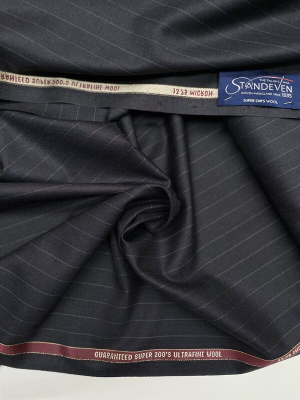 Grey color pinstripe super 200's wool fabric Standeven Jason D Cimaj Fabrics Milan