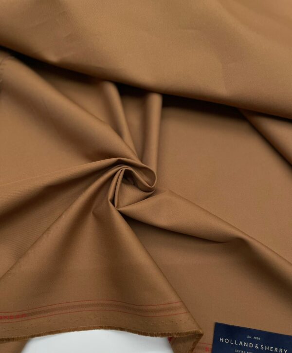 Tobacco color cotton gabardine fabric Holland & Sherry Jason D Cimaj Fabrics Milan