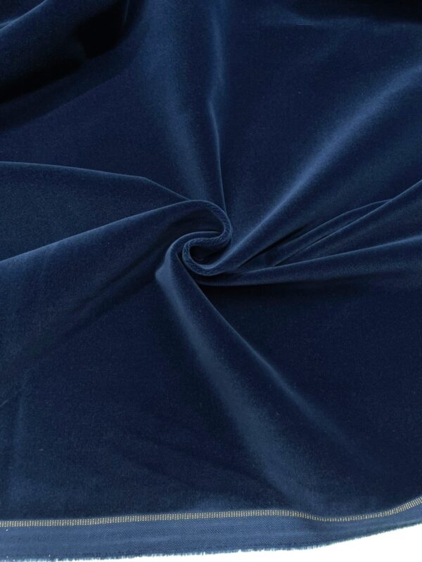 Velluto liscio di cotone blu Holland & Sherry Milano