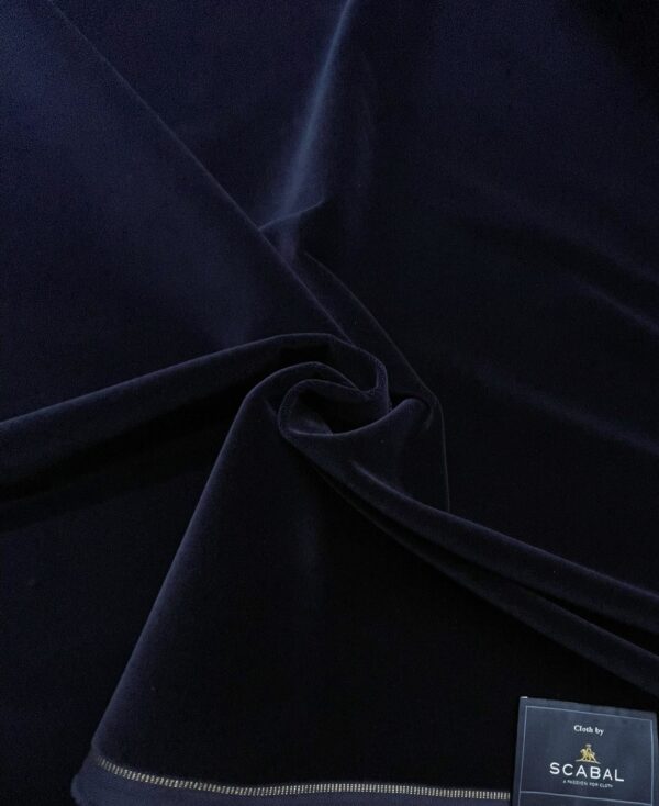 Navy blue cotton velvet fabric Scabal Jason D Cimaj Fabrics Milan
