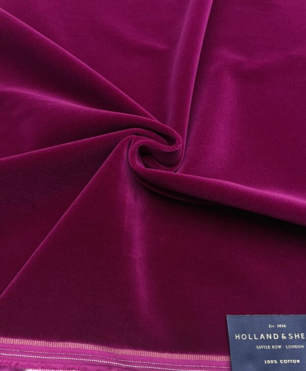 Velluto liscio di cotone colore magenta Holland & Sherry Jason D Cimaj Fabrics Milano