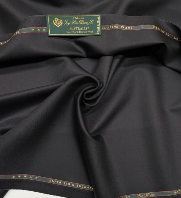 Black color super 150's wool fabric Loro Piana Jason D Cimaj Fabrics Milan